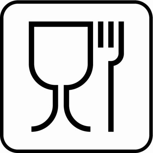 Glas-gaffel-symbolet garanterer, at produkter er testet efter europæisk lovgivning og godkendt til fødevarekontakt. Symbolet er obligatorisk på produkter, der bruges til fødevarekontakt.